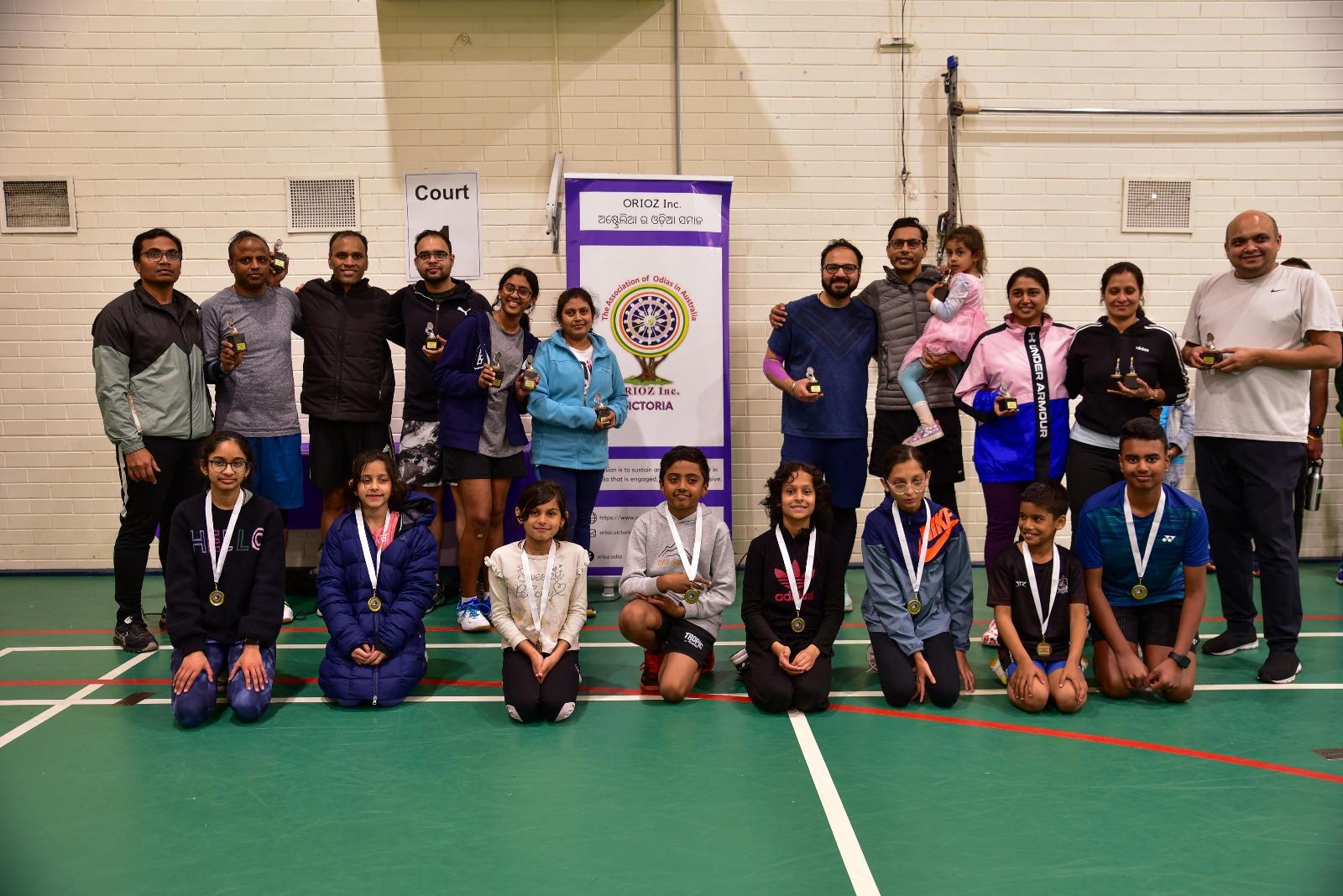 Badminton players in a dynamic rally
